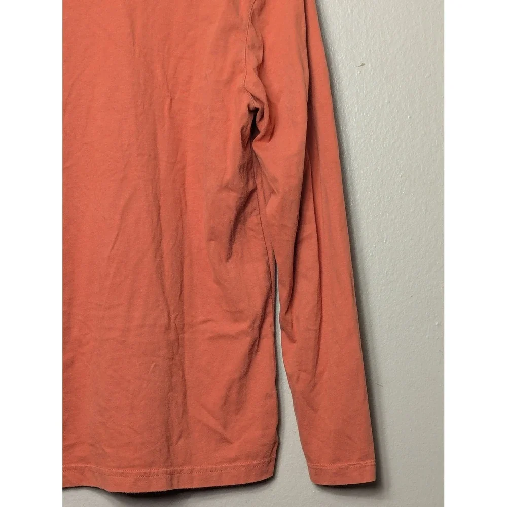 Banana Republic Polo Shirt Mens M Orange Long Sleeve V-Neck Cotton Chest Pocket